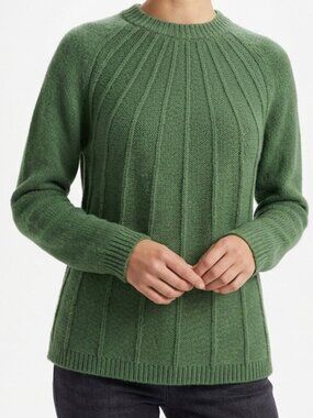 BODEN Ribbed Green Alpaca Wool Button Back Sweater 12